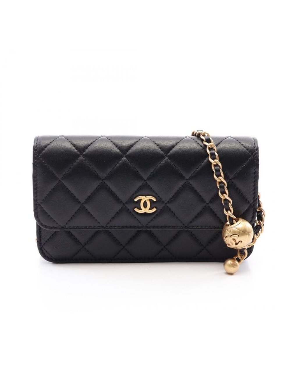 Chanel Shoulder Bag Quilted Black Lambskin Chain Phone Case